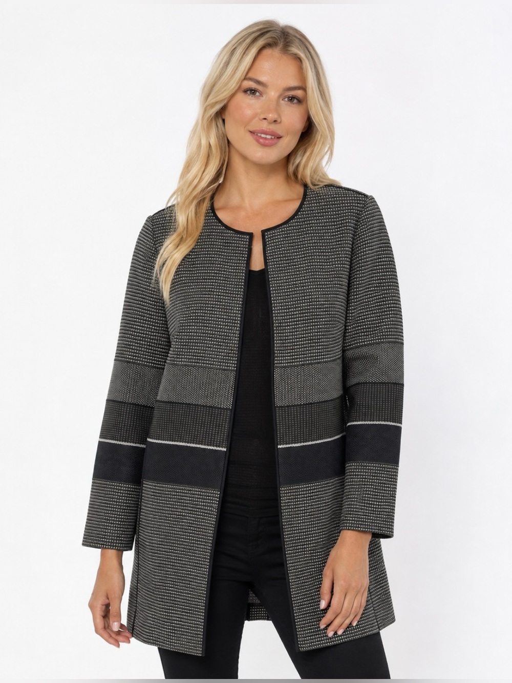 Lafayette 148 NY Pria Coat Jacket Women’s Mid Length Green Gray Black Size 6